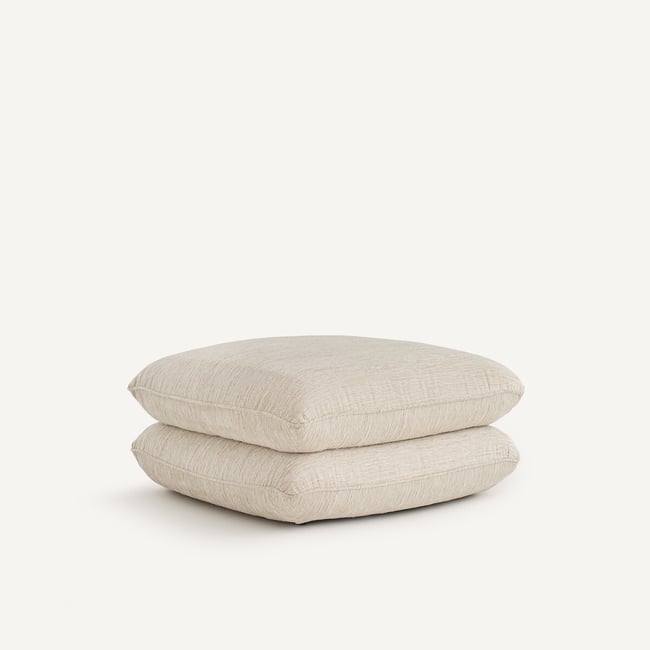 Frida Textured Velvet XL Pouffe, ecru , AM.PM