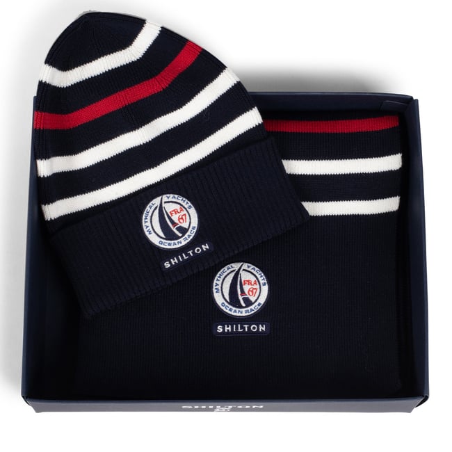 Pack bonnet/écharpe marin navy <span itemprop=