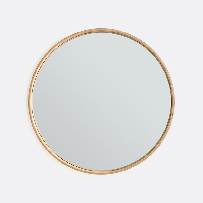 Miroir rond plaqué chêne Ø80 cm, Alaria Couleur chêne clair <span itemprop=