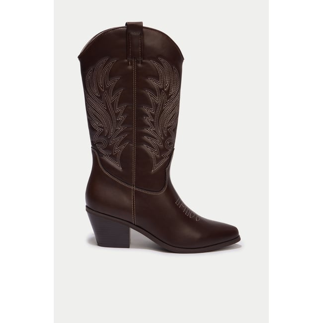 Bottes esprit western marron <span itemprop=