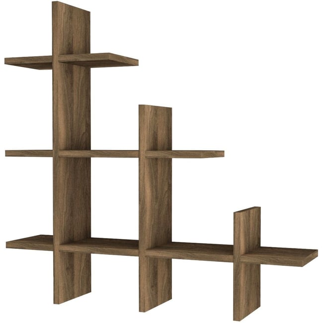 Etagère murale asymétrique 3 niveaux - FARO Couleur noyer <span itemprop=