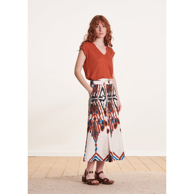 Jupe midi en coton imprimé - LA FEE MARABOUTEE