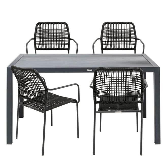 Ensemble de jardin table et 4 chaises, MADAGASCAR anthracite <span itemprop=