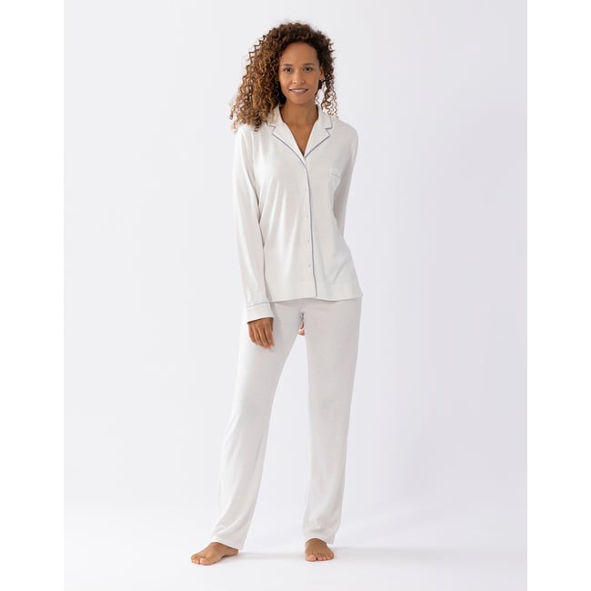 Pyjama boutonné en coton modal LES INTEMPORELLES A06 écru <span itemprop=
