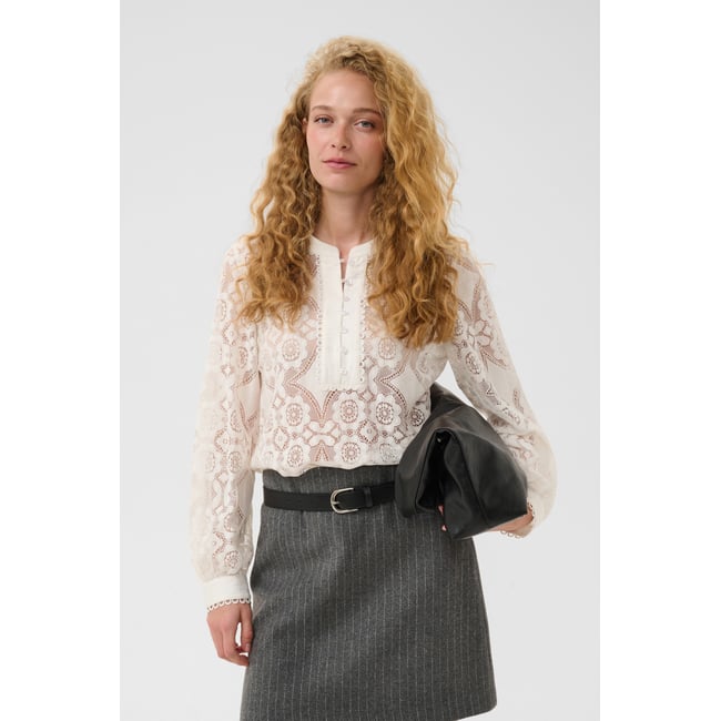 Blouse à manches longues blanc spring gardenia <span itemprop=