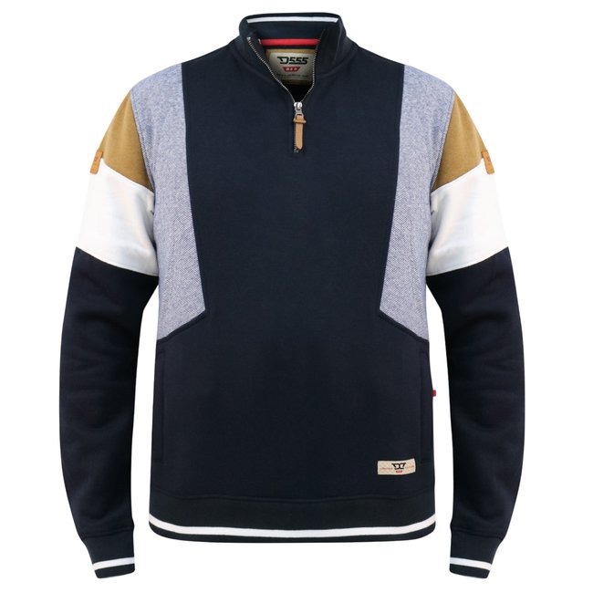 Sweat KENINGTON bleu marine / blanc / moutarde <span itemprop=
