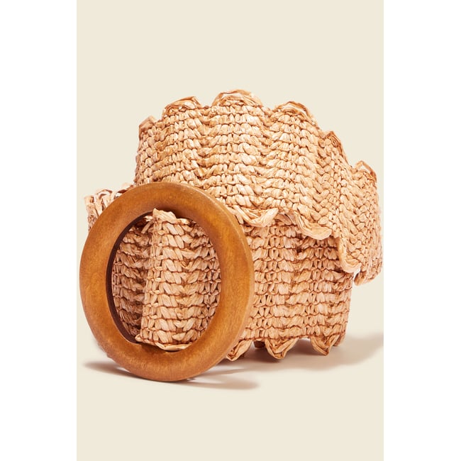 Ceinture large tressée beige <span itemprop=