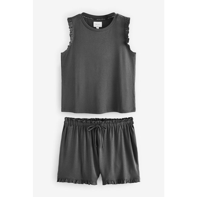 Short et débardeur à volants, ensemble gris anthracite <span itemprop=