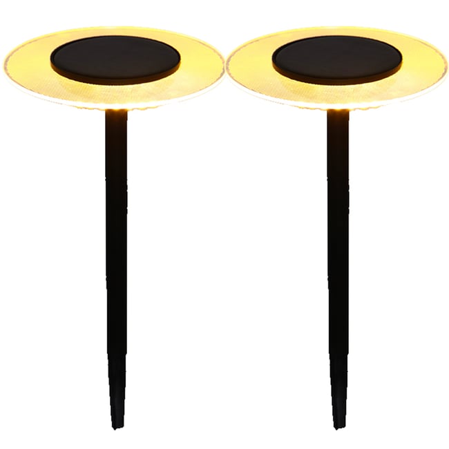 Lot de 2 balises solaires à piquer UFO Couleur noir <span itemprop=