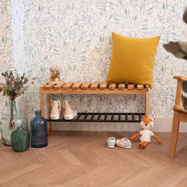 Meuble à chaussures avec banc Couleur bois naturel <span itemprop=