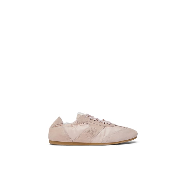 Sneakers légères en daim et nylon rose <span itemprop=