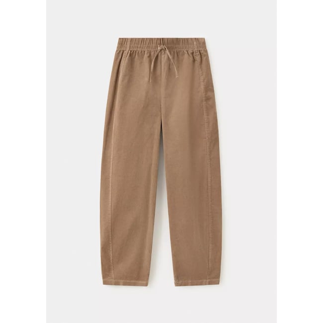 Pantalon bouffant en velours côtelé tabac <span itemprop=