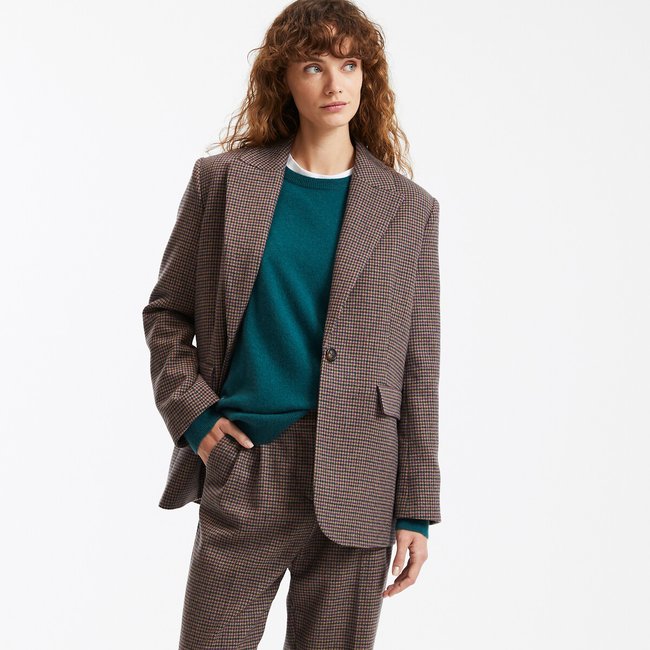 Chaqueta de cuadros corte oversize cuadros pata de gallo <span itemprop=