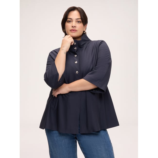 Veste à col montant bleu <span itemprop=
