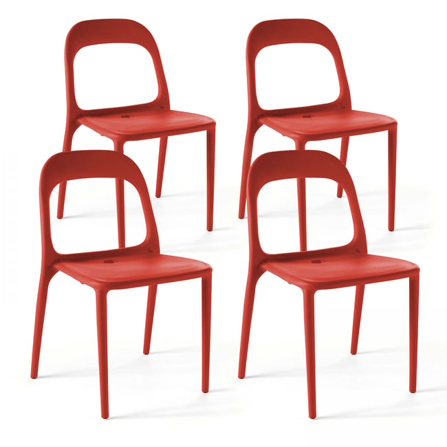 Lot de 4 chaises de jardin en plastique, PARIS - OVIALA