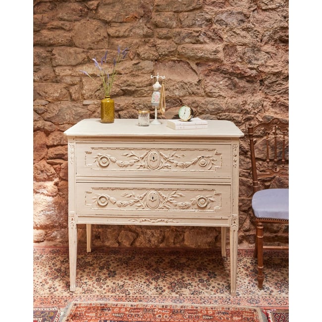 Commode en bois Garance N°674 - Bon état Couleur blanc <span itemprop=