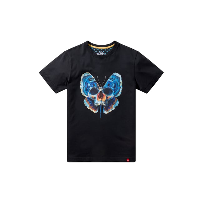 T-shirt graphique papillon et crâne noir <span itemprop=