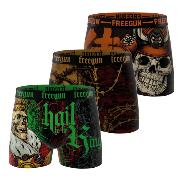 Lot De 3 Boxers Microfibre vert/noir/jaune/doré/marron/rouge/gris <span itemprop=
