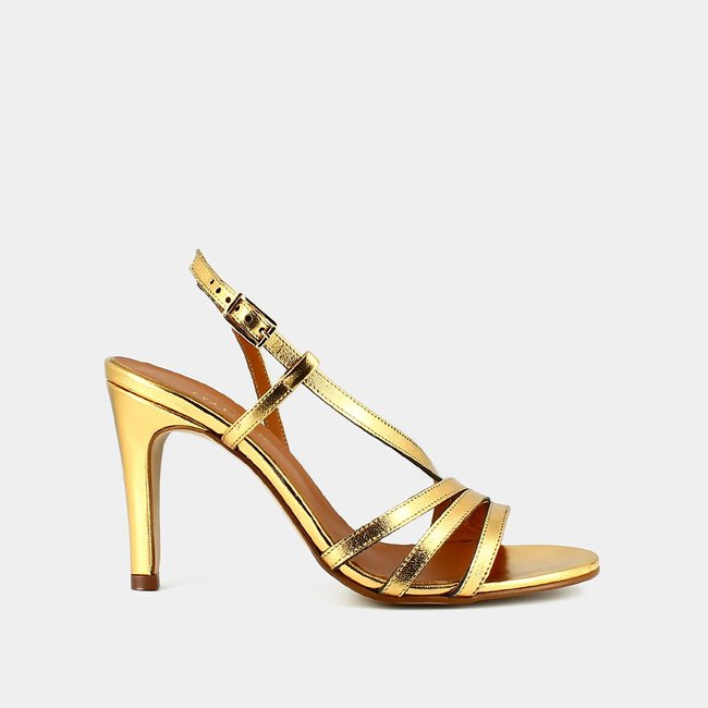 Sandales à talons Dubble, cuir doré <span itemprop=
