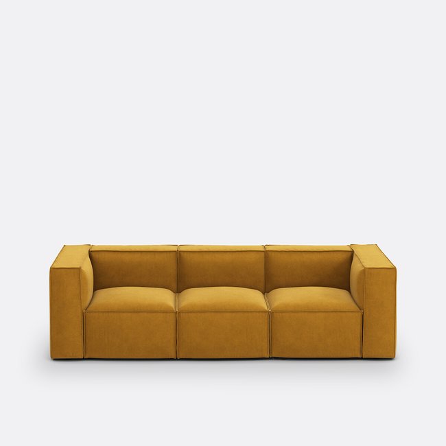 Sofá modulable 3 plazas, terciopelo texturizado, Seven ocre <span itemprop=