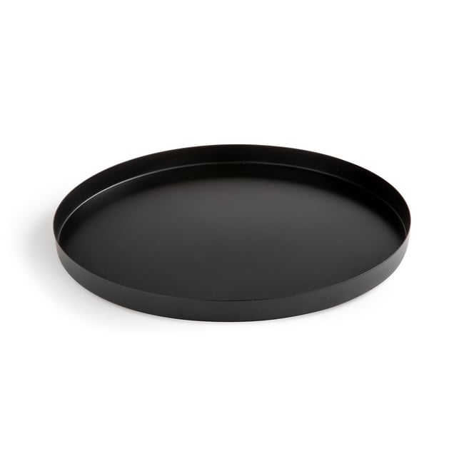 Plateau rond en métal noir pour bougeoir - Plateau de service décoratif pour décoration d'intérieur de ferme moderne (30 cm