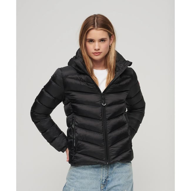 Doudoune Fuji courte à capuche noir <span itemprop=