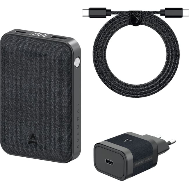 Pack PowerBank+Chargeur 30W+Cable USB-C-USB-C - ADEQWAT