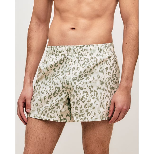 Caleçon en coton léopard RAYIPLAYIZ kaki <span itemprop=