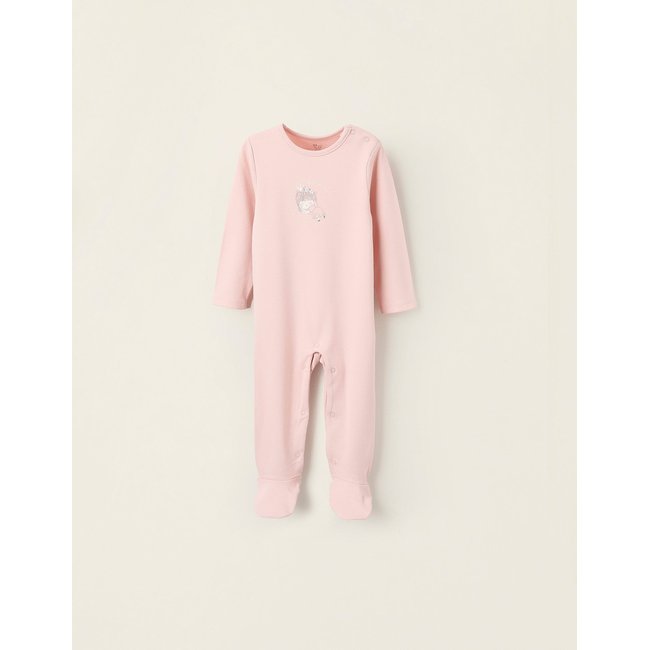 Grenouillère en Coton Imprimé rose clair <span itemprop=
