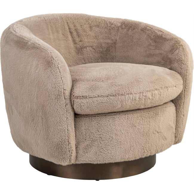 Fauteuil de détente pivotant duveteux Couleur kaki duveteux <span itemprop=