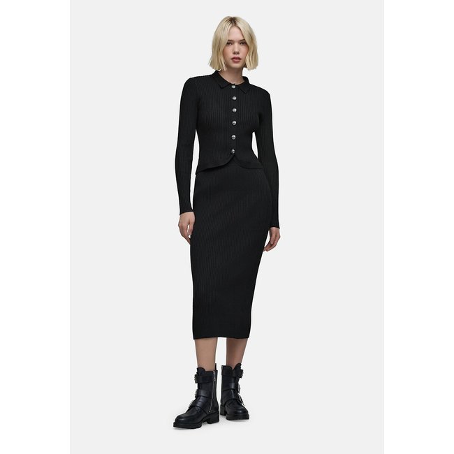 Jupe longue en maille coupe pres du corps Ikks noir La Redoute