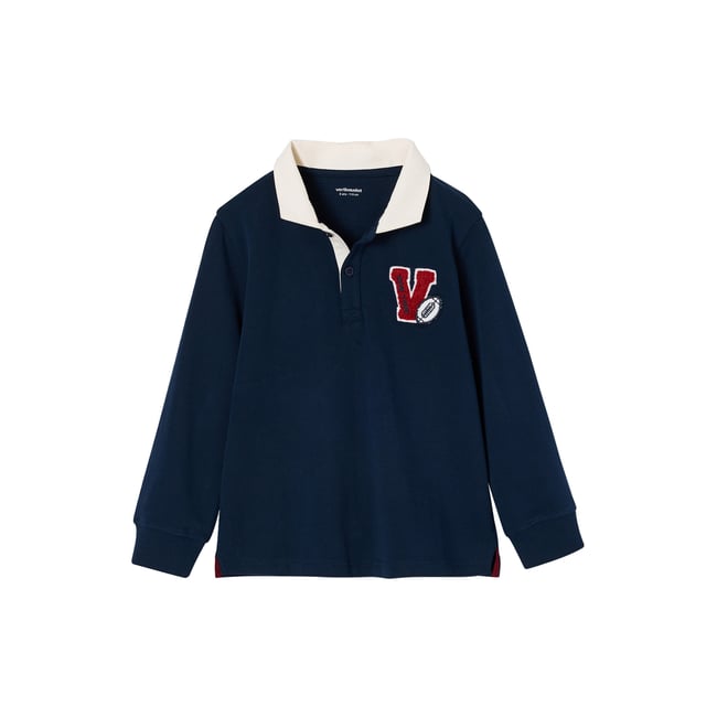 Polo manches longues marine <span itemprop=