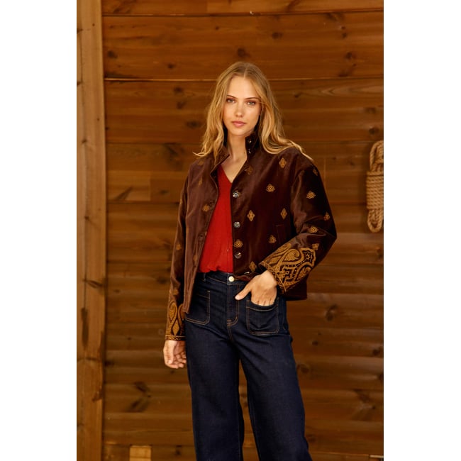 VESTE uni VELDY 16-marron <span itemprop=