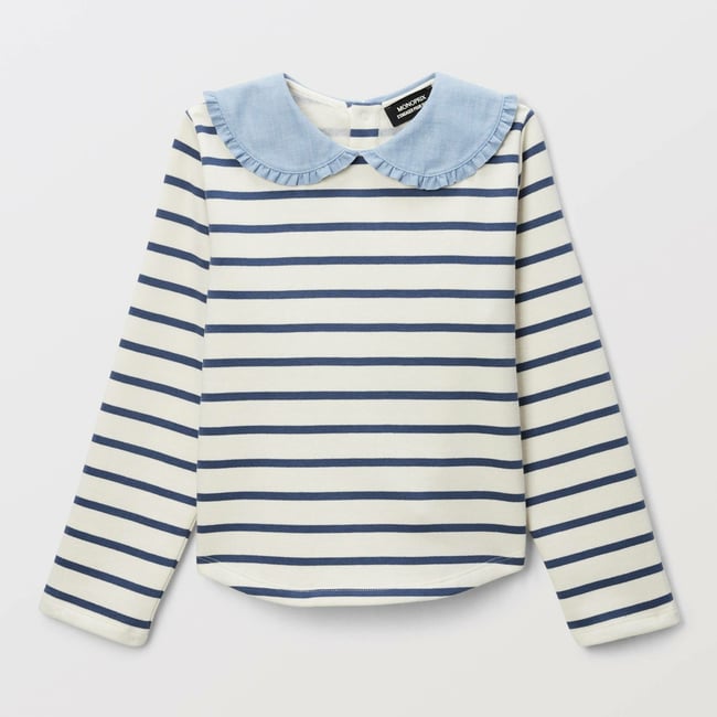 Sweat rayé en coton naturel <span itemprop=