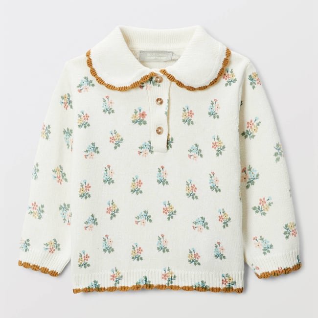 Pull imprimé à col fantaisie contenant de la laine white cap <span itemprop=