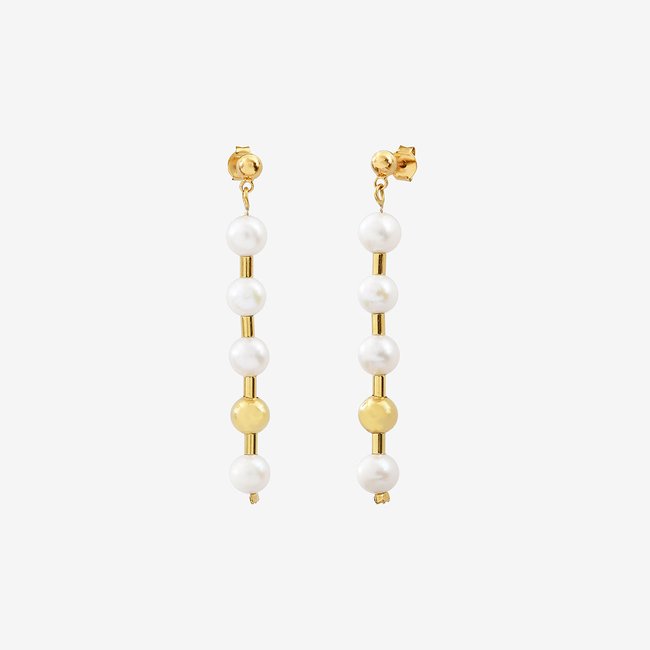 Boucles d'oreilles dorées ø6 - KIARA perle de culture blanc <span itemprop=