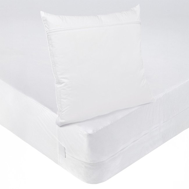 Pack protège-matelas et sous-taie(s) oreiller ANTI-PUNAISES DE LIT Couleur blanc <span itemprop=