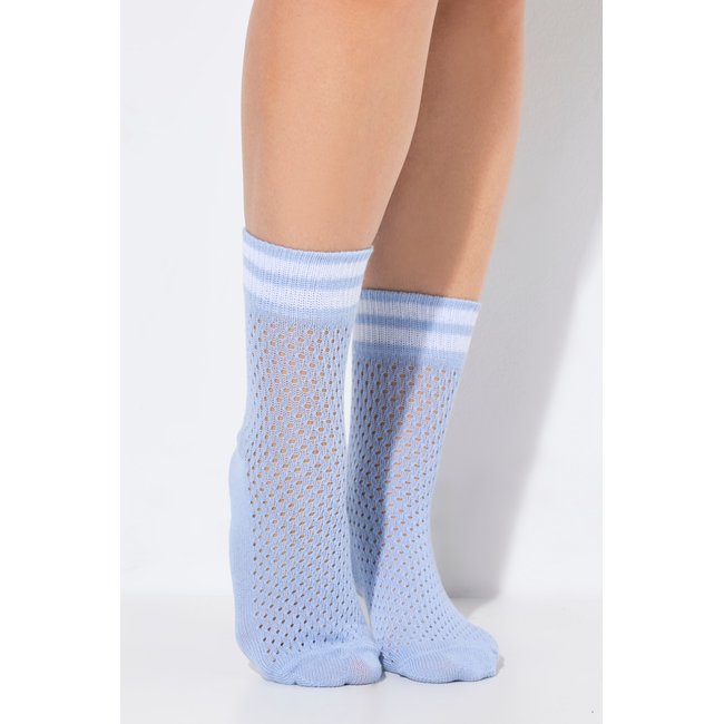 Chaussettes, jeu de mailles bleu clair <span itemprop=