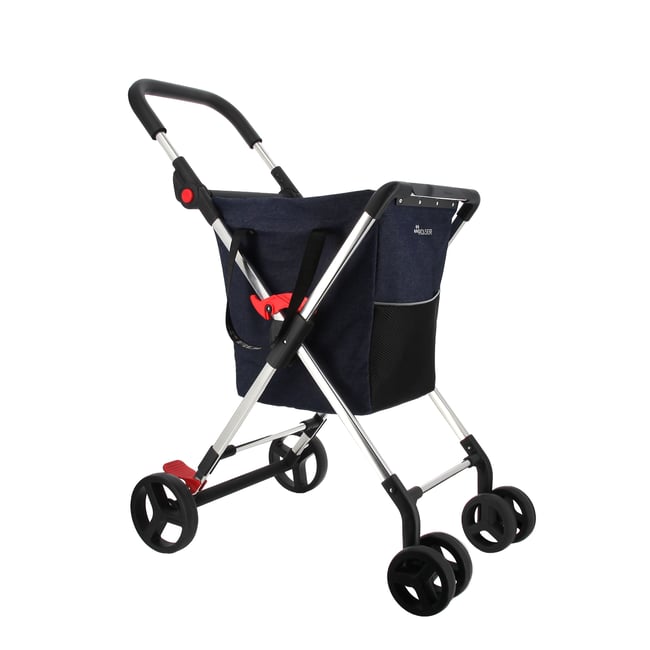 BB BASKET DENIM - Chariot de course Pliable - 4 roues - Bleu marine bleu marine <span itemprop=
