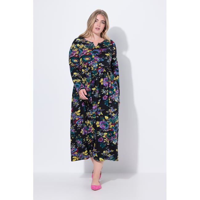 Robe maxi à fleurs noir <span itemprop=