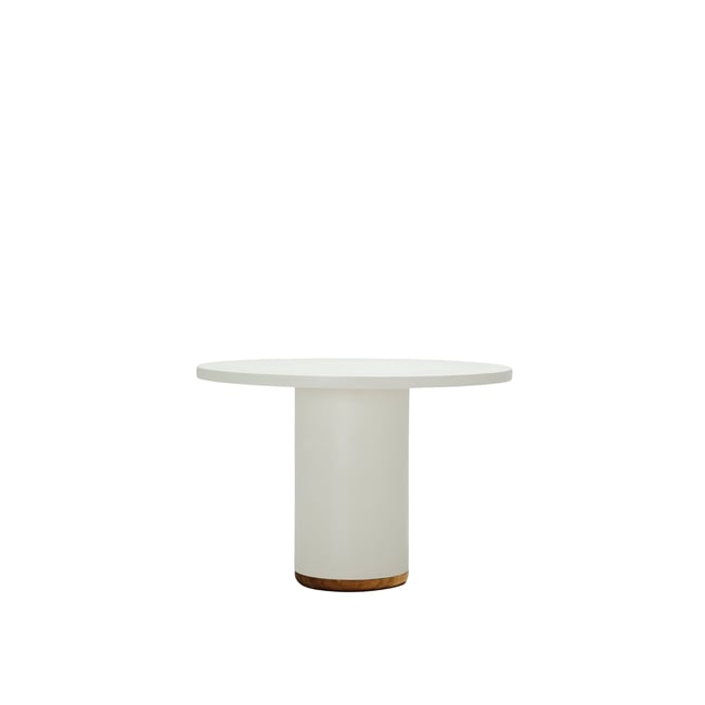 Table extérieure microciment couleur terre 150 cm - JARA blanc cassé <span itemprop=