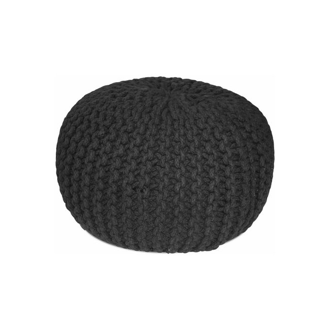 Pouf rond en laine Tricot Couleur noir <span itemprop=