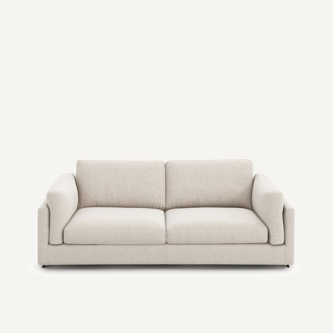 Canapé convertible, en toile chinée, CÉSAR Couleur ivoire <span itemprop=