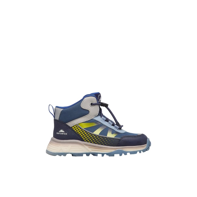 Sneakers en écopelle et tissu DRYFORCE HIGH WP. marine-jaune <span itemprop=