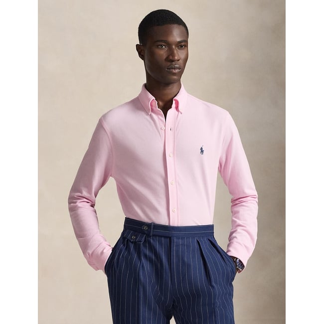 Рубашка из ультралегкого хлопкового пике бледно-розовый POLO RALPH LAUREN