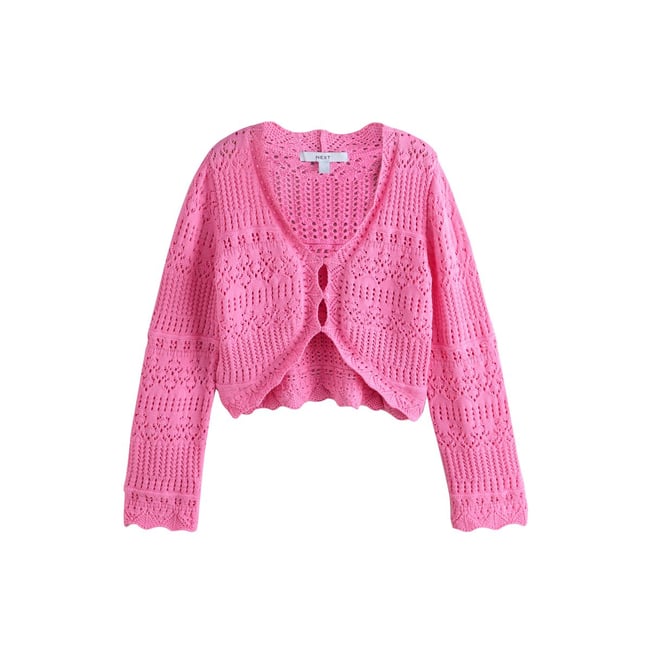 Cardigan en maille pointelle avec boutons pink fluorescent <span itemprop=