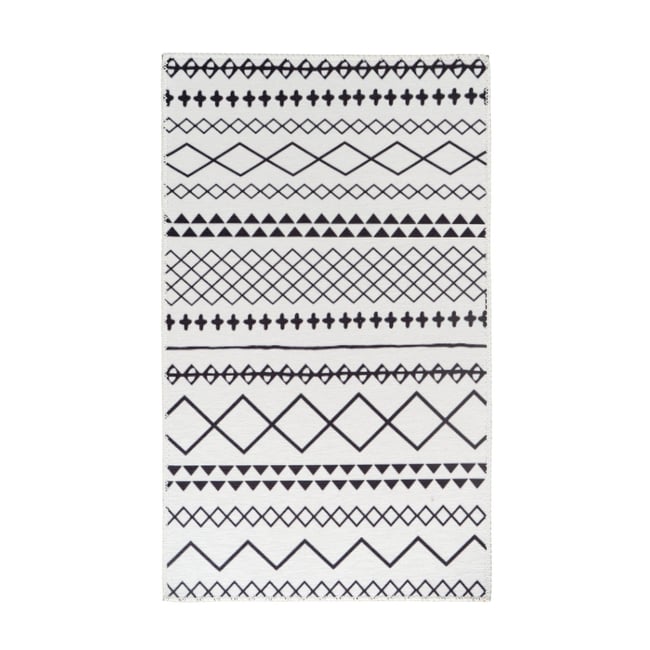 Tapis berbère géométrique, COLLECTION MAYA Couleur blanc et noir <span itemprop=