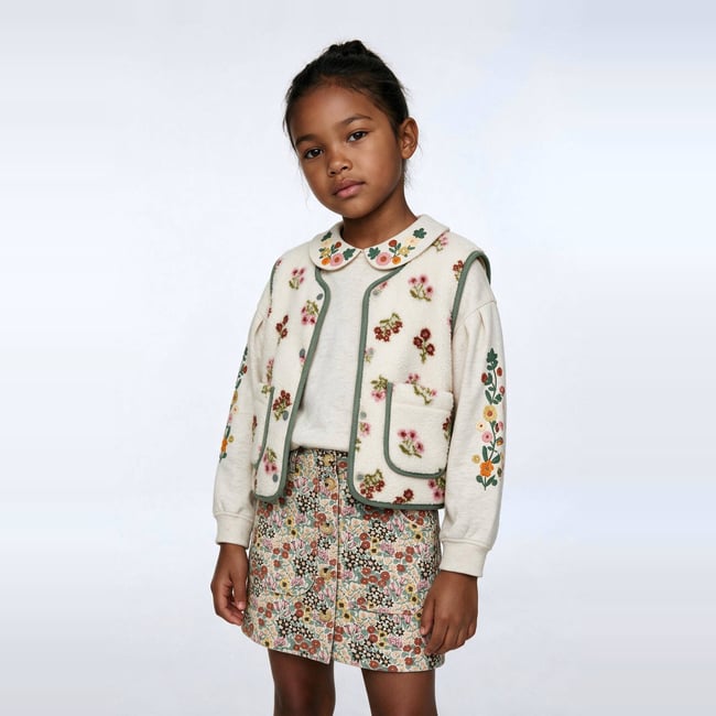 Jupe imprimée en twill de coton blé <span itemprop=
