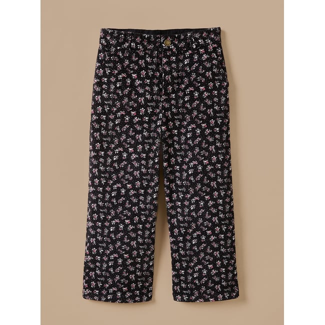 Pantalon large velours imprimé imprimé confettis fonce <span itemprop=
