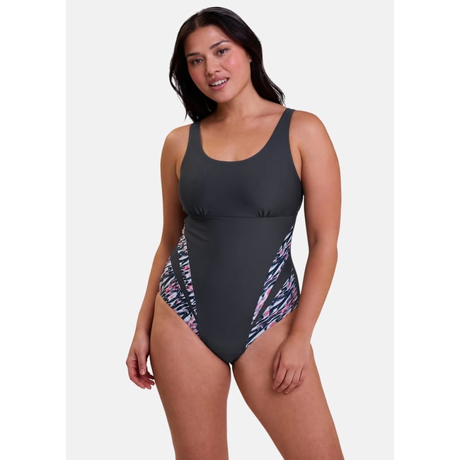 Maillot de bain une pièce BONDI BEACH gris & graphique <span itemprop=